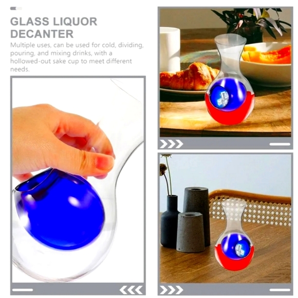 Japanese Cold Sake,Wine, or Liquor Glass 14 oz Bottle Blue Decanter Collection - Picture 2 of 11